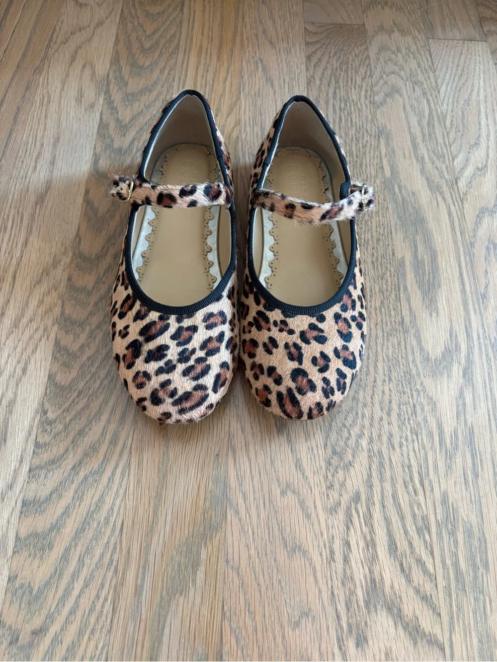 Mini Boden Leopard Print Mary Jane Shoes - Tan & Black EUC